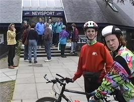 Richard Burgess and Jon Burgess outside Nevisport at Fort William - snapshot taken from a section of surviving master camcorder footage